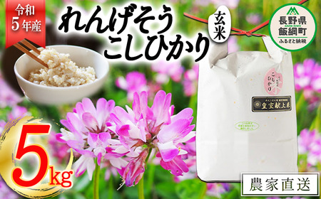 米 れんげそう こしひかり ( 玄米 ) 5kg ( 令和5年産 ) 特別栽培米 なかまた農園 2023年11月上旬頃から順次発送予定 コシヒカリ 白米 精米 お米 信州 24500円 予約 農家直送 長野県 飯綱町 [1627]