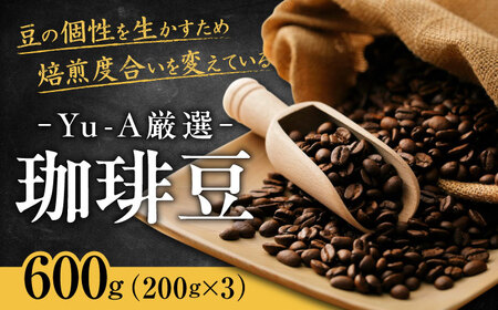 珈琲豆 600g(200g×3) ブレンド ロースト 焙煎 岐阜市 / 珈琲 Yu-A コーヒー こーひー コーヒー豆 焙煎 ドリップ プレス ブレンド オリジナル ロースト ブラジル コロンビア 珈琲 グラインド 豆挽 [ANDR001]