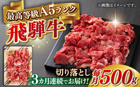 [3回定期便]A5等級 飛騨牛 切り落とし 500g ブランド牛 最高級 A5ランク 岐阜市 / 三心[ANGY012]
