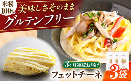 [3回定期便] [グルテンフリー] モチモチ平打ち麺! 米粉フェットチーネ グルテンフリー 米粉 パスタ 岐阜市 / 小林生麺[ANGM026]