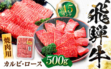 飛騨牛 A5等級 焼肉用 カルビ・ロース 500g カルビ カルビ焼肉 カルビ肉 ロース 焼肉 焼き肉 やきにく 焼肉セット 焼肉用 赤身 最高級 a5 A5 牛 和牛 牛肉 お肉 高級 贈答ギフト 岐阜市 / 肉の松久[ANIP005]