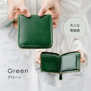 二つ折り財布 本革 レディース GREEN|二つ折り