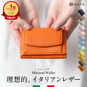 三つ折り財布 レディース 本革 オレンジ|三つ折り