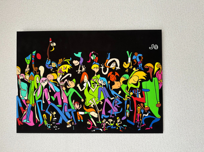 絵画『みんなです（黒バージョン）』