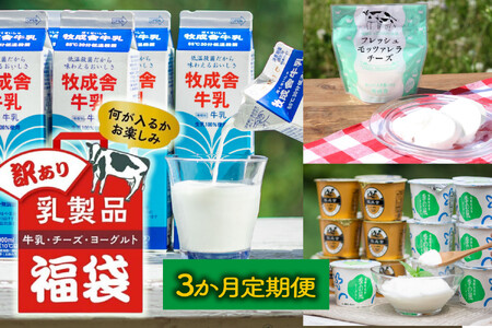 [3か月定期便]牧成舎の訳あり乳製品福袋(牛乳・ヨーグルト・チーズ詰め合わせ)訳あり 福袋 乳製品 チーズ 詰め合せ | 牧成舎