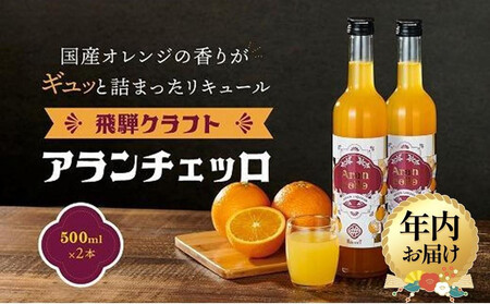 [12月配送]飛騨クラフト アランチェッロ 500ml 2本セット |年内発送 リキュール 酒 お酒 飛騨高山 有限会社森瓦店 MM011VC12