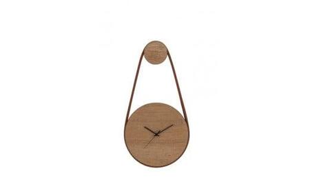 ペデルクロック OAK／本革ブラウン時計 掛け時計 飛騨の家具 飛騨家具 木馬舎 AY047