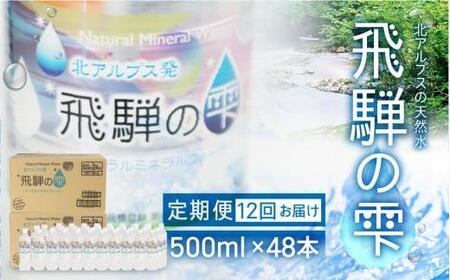 【12回　定期便】天然水　飛騨の雫　500ml×48本　(2ケース)　 12ヶ月 水 ペットボトル 飲料水 500ミリリットル 白啓酒店 飛騨高山 TR4151