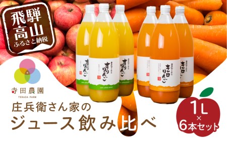 庄兵衛さん家のジュース１L×6本セット リンゴジュース りんごジュース 人参とりんごのジュース 砂糖不使用 すりおろしりんご入り 人気 寺田農園 25000円 TR4186