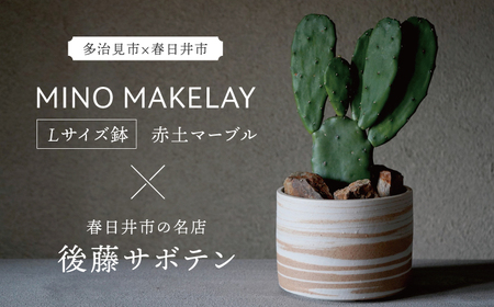 多治見市×春日井市コラボ【美濃焼】 MINO MAKELAY Lサイズ 鉢 赤土マーブル × 【日本有数のサボテンの生産地】 春日井市の名店 後藤サボテン 【井澤コーポレーション】[TBP164]