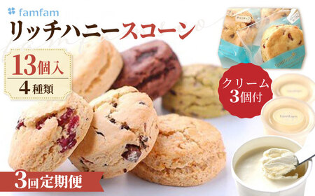 [3回定期便] famfam リッチハニースコーンセット(クリーム付き) 多治見市 / famfam