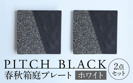 [美濃焼] PITCH BLACK 春秋箱庭プレート ホワイト 2点 多治見市 / 丸健製陶 小皿 ペア プレート 皿 セット