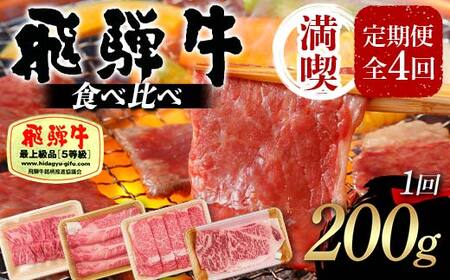 飛騨牛 A5等級 満喫 定期便 全4回 食べ比べ 200g