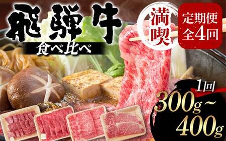 飛騨牛 満喫 定期便 全4回 食べ比べ 300g〜400g