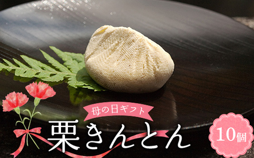 [老舗 くり屋南陽軒] [母の日ギフト]栗きんとん 10個入 メッセージカード 造花 カーネーション 付