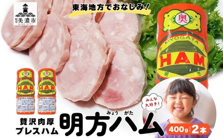 明方 ハム 2本 プレスハム JA ブランド 高級 豚肉 お肉 国産 熟成 塩分 控えめ 天然 豚腸 バーベキュー BBQ 加工品 お取り寄せ 贈答 ギフト 送料無料 めぐみの農業協同組合 岐阜県 美濃市