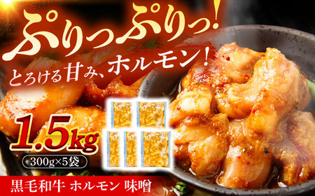 黒毛和牛ホルモン 味噌 1.5kg （300g×5袋）[AZCW056] 和牛