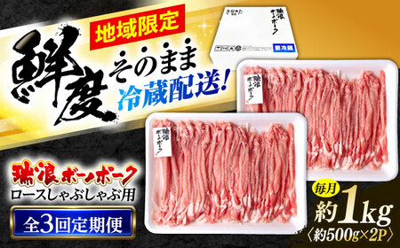 [3回定期便] ※冷蔵配送/地域限定※ 岐阜県産 豚 瑞浪ボーノポーク しゃぶしゃぶ 1kg まんぷくセット 瑞浪市 / きなぁた瑞浪[AZCI053]