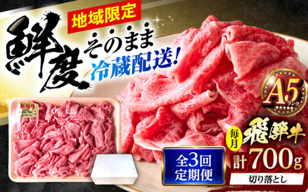 [3回定期便] ※冷蔵配送/地域限定※ 飛騨牛 切落し (モモまたはカタ) 700g 瑞浪市 / きなぁた瑞浪 和牛 国産 岐阜県産[AZCI074]