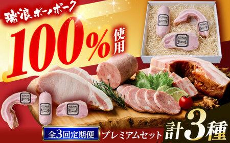 [3回定期便] ハム・ベーコン ブロック 瑞浪ボーノポーク 工房長厳選!プレミアムセット 900g (冷凍) 瑞浪市 / きなぁた瑞浪 詰め合わせ ギフト[AZCI107]