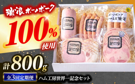 [3回定期便] ハム・ソーセージ 瑞浪ボーノポーク ハム工房世界一記念セット 800g (冷凍) 瑞浪市 / きなぁた瑞浪 詰め合わせ ギフト[AZCI116]