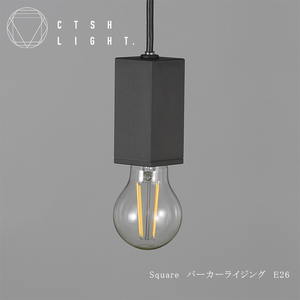 CTSH LIGHT. ペンダントライト[SQUARE パーカーライジング E26] 瑞浪市 / ジオニック 照明器具 ソケット 鉄 ブラック [AZBQ098]