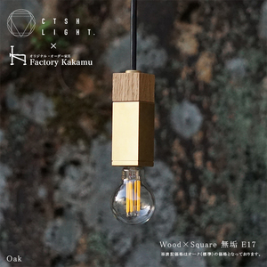 CTSH LIGHT. ペンダントライト SQUARE[Oak×真鍮無垢 E17] 瑞浪市 / ジオニック 照明器具 ソケット 真鍮 木製 ゴールド [AZBQ037]