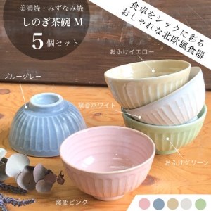 【美濃焼/みずなみ焼】山喜製陶のしのぎ茶碗M 5個セット(色違い5色)【1324794】