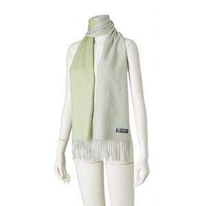 [B2-7]リバーシブル風 カシミヤ100% マフラー(スプリンググリーン×アイボリー)_装飾品・工芸品 マフラー・手袋 服飾小物 _