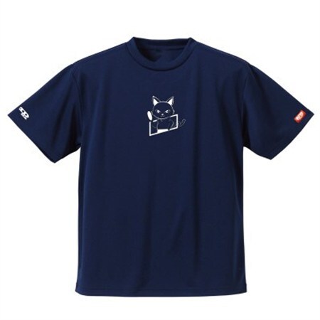 JTTA公認　卓球ユニフォーム【男女兼用(ドライ):150サイズ】ねこ　ネイビー_装飾品・工芸品  洋服 _【1514455】