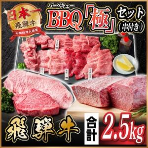 飛騨牛 BBQ「極」セット(串付き)約2.5kg(味つけ用タレ・つけタレ・ローストビーフソース付き)[配送不可地域:離島]