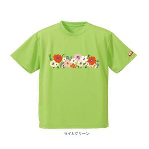 JTTA公認 卓球ユニフォーム[男女兼用(ドライ):XLサイズ]フラワー2 ライムグリーン