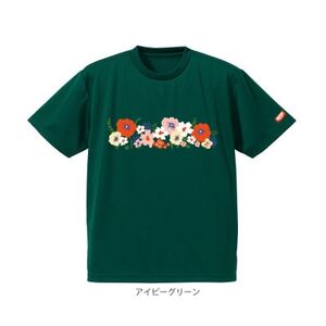 JTTA公認 卓球ユニフォーム[男女兼用(ドライ):XLサイズ]フラワー2 アイビーグリーン