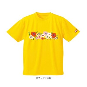 JTTA公認 卓球ユニフォーム[男女兼用(ドライ):XLサイズ]フラワー2 カナリアイエロー