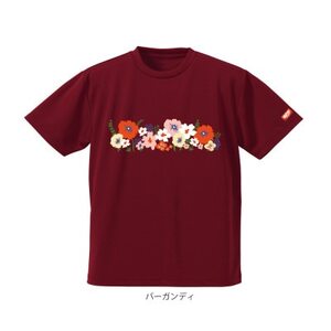 JTTA公認 卓球ユニフォーム[男女兼用(ドライ):140サイズ]フラワー2 バーガンディ