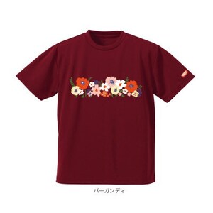 JTTA公認 卓球ユニフォーム[男女兼用(ドライ):XLサイズ]フラワー2 バーガンディ