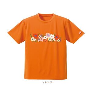 JTTA公認 卓球ユニフォーム[男女兼用(ドライ):XLサイズ]フラワー2 オレンジ