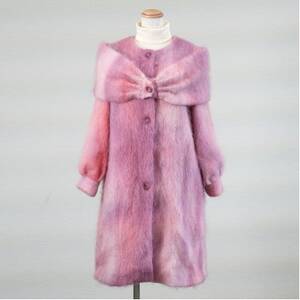 流し染め ピンクモヘアコート
