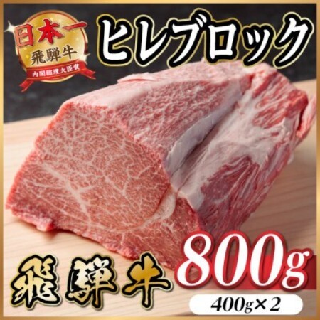 飛騨牛 ヒレブロック約800g(約400g×2)タレ付き【冷蔵便】A4～A5等級 黒毛和牛【配送不可地域：離島】【1742494】