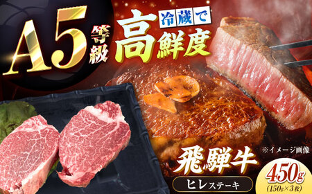 [チルド(冷蔵)発送!] 「飛騨牛」 A5等級 ヒレステーキ 150g×3枚 / ステーキ ステーキ ステーキ ステーキ / 恵那市 / 東美濃農業協同組合[AUFX017]