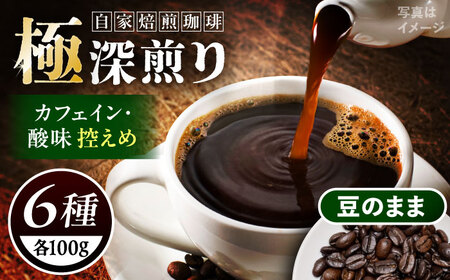 自家焙煎極深煎り珈琲豆100g×6種 豆タイプ / コーヒー コーヒー コーヒー コーヒー コーヒー コーヒー 珈琲 深煎り 自家焙煎 / 恵那市 / ミル [AUCX002]