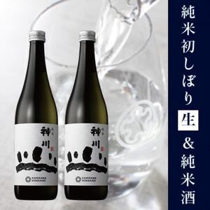 神川 純米・純米初しぼり生 四合瓶2本セット[517][配送不可地域:離島]