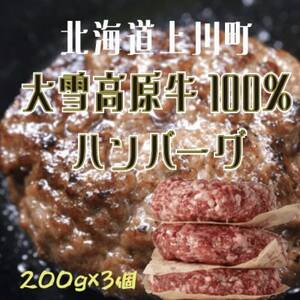 大雪高原牛100%ハンバーグ冷凍 男前な超粗挽き200g[3個]発酵の力で旨み凝縮ガクヤバーガー監修[配送不可地域:離島]
