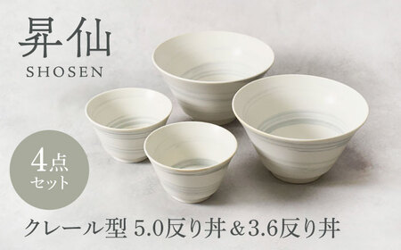 [美濃焼]昇仙 しょうせん クレール型 5.0反り丼 & 3.6反り丼 各2点 合計4点セット[カネ定製陶] 丼 ボウル セット