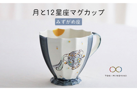 [美濃焼]Koyomi 月と12星座マグカップ みずがめ座[buzan 武山窯][TOKI MINOYAKI返礼品]食器 コーヒーカップ ティーカップ 12星座 十二星座 生まれ月 誕生日 水瓶座 ギフト プレゼント 贈り物 写真映え おしゃれ レンジ対応 送料無料 