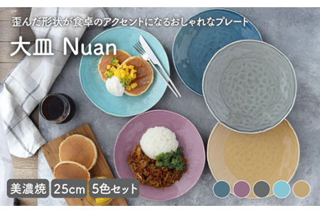 【美濃焼】大皿 25cm Nuan 5色セット 【EAST table】食器 うつわ プレート パスタ皿 皿 ワンプレート ランチ プレート 美濃焼 セット デザート インテリア おしゃれ 食器セット お皿セット 陶器 パスタ サラダ 食器  国産 送料無料 [MBS011]