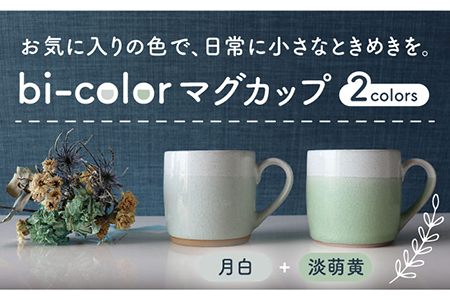 [美濃焼]bi-colorマグカップ 2色セット (月白・淡萌黄)[山二製陶所] 食器 マグカップ マグ コーヒーカップ ティーカップ コップ カップ 焼き物 陶磁器 美濃焼 食器セット ペア おしゃれ かわいい シンプル 送料無料 白 ホワイト 緑 グリーン 