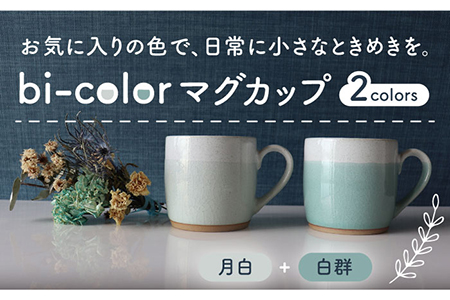 [美濃焼]bi-colorマグカップ 2色セット (月白・白群)[山二製陶所] 食器 マグカップ マグ コーヒーカップ ティーカップ コップ カップ 焼き物 陶磁器 美濃焼 食器セット ペア おしゃれ かわいい シンプル 送料無料 白 ホワイト 青 ブルー 