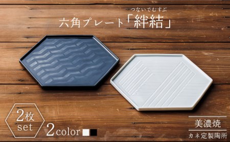 [美濃焼]絆結(つないでむすぶ) 六角プレート 2枚セット[カネ定製陶]食器 プレート シンプル プレゼント ギフト おもてなし 美濃焼 日本製 おしゃれ レンジ対応 食洗機対応 送料無料