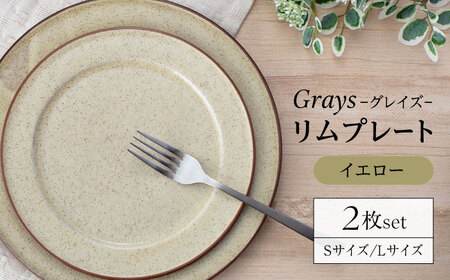 [美濃焼]グレイズ リムプレート S・L 2枚 セット(イエロー)[丹山窯]食器 皿 プレート パスタ皿 ケーキ皿 メインディッシュ ワンプレート イエロー 黄 シンプル おしゃれ レンジ対応 食洗機対応 送料無料 